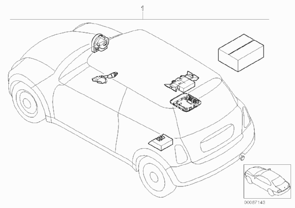 Комплект дооснащения сигнализации для BMW R50 One 1.6i W10 (схема запчастей)