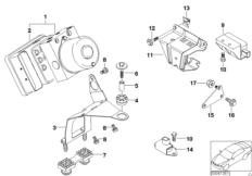 Гидроагрегат DSC/крепление/датчики для BMW E46 323i M52 (схема запасных частей)