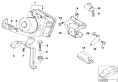 Гидроагрегат DSC/крепление/датчики для BMW E46 330Ci M54 (схема запасных частей)