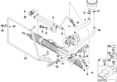 Маслопроводы гидроусилителя рул.управл. для BMW Z3 Z3 M3.2 S54 (схема запасных частей)