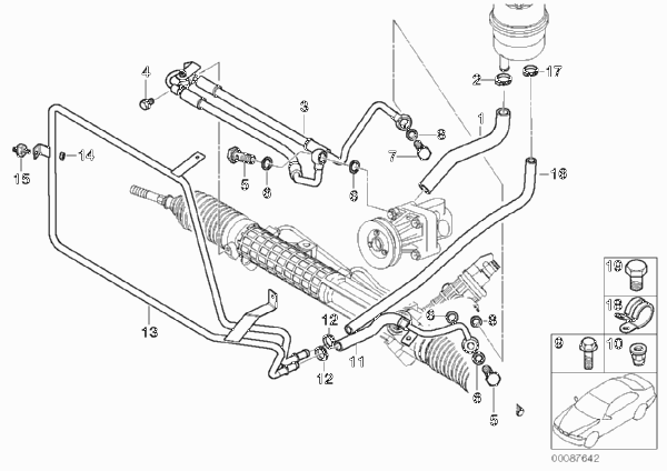 Маслопроводы гидроусилителя рул.управл. для BMW Z3 Z3 M3.2 S54 (схема запчастей)