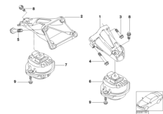 Подвеска двигателя для BMW E65 750i N62N (схема запасных частей)