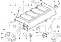 Система впуска AGR с упр.заслонками для BMW E39 530d M57 (схема запасных частей)