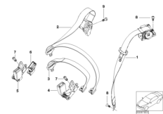 Ремень безопасности Зд для BMW E46 325ti M54 (схема запасных частей)