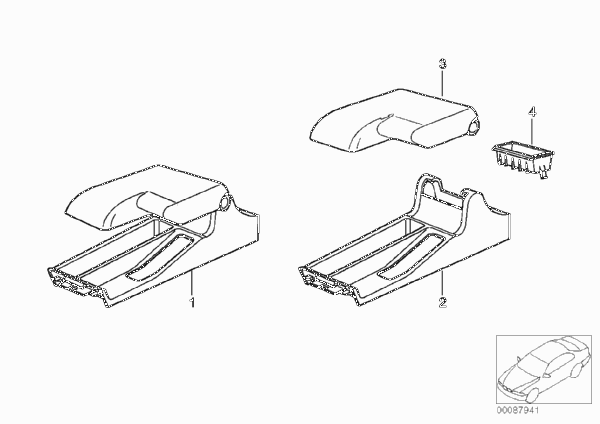 Комплект дооснащения подлокотника Пд для BMW E36 325tds M51 (схема запчастей)