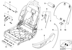 Спорт.сиденье, каркас сид., задн.панель для BMW E52 Z8 S62 (схема запасных частей)