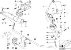 Подвеска двигателя для BMW E38 730d M57 (схема запасных частей)
