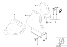 Спинка сиденья водителя для MOTO C1N C1 (0191) 0 (схема запасных частей)