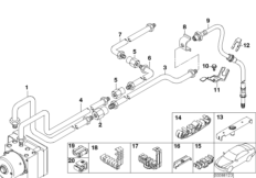Трубопровод тормозного привода Зд с ASC для BMW E46 320Ci M54 (схема запасных частей)