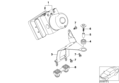Гидроагрегат ASC/ЭБУ/кронштейн для BMW E46 325i M54 (схема запасных частей)