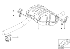 Задний дополнительный глушитель для BMW E46 318ti N46 (схема запасных частей)