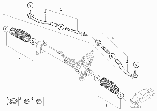 Рулевые тяги/тяги рулевой трапеции для MINI R50 One 1.4i W10 (схема запчастей)