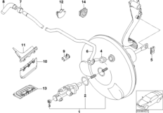 Вакуумный усилитель тормозов для BMW E46 316i N42 (схема запасных частей)