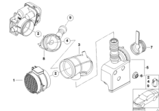Термоанемометрический расходомер воздуха для BMW E46 325ti M54 (схема запасных частей)