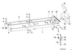 Детали шахты погрузочн.платформы прицепа для BMW E46 320Ci M54 (схема запасных частей)