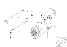 Провод стартера для BMW E87 120i N46 (схема запасных частей)