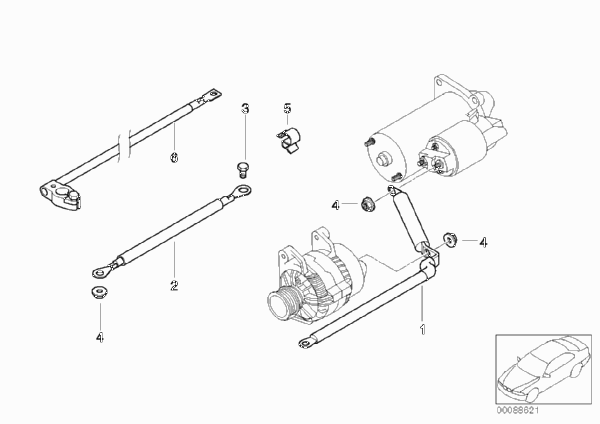 Провод стартера для BMW E46 316ti N42 (схема запчастей)
