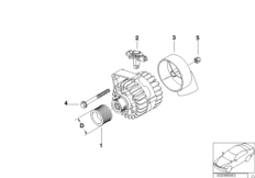Детали генератора 90/110A Bosch для BMW E46 316Ci N40 (схема запасных частей)