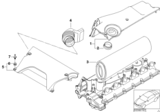 Глушитель шума всасыв./сменн.эл.фильтра для BMW E53 X5 3.0d M57 (схема запасных частей)