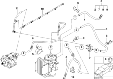Топливопроводы для BMW E53 X5 3.0d M57 (схема запасных частей)