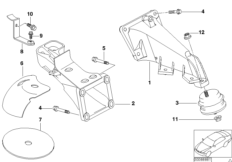 Подвеска двигателя/демпфер для BMW Z3 Z3 M3.2 S54 (схема запасных частей)