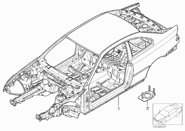 Каркас кузова для BMW E46 318Ci N42 (схема запчастей)