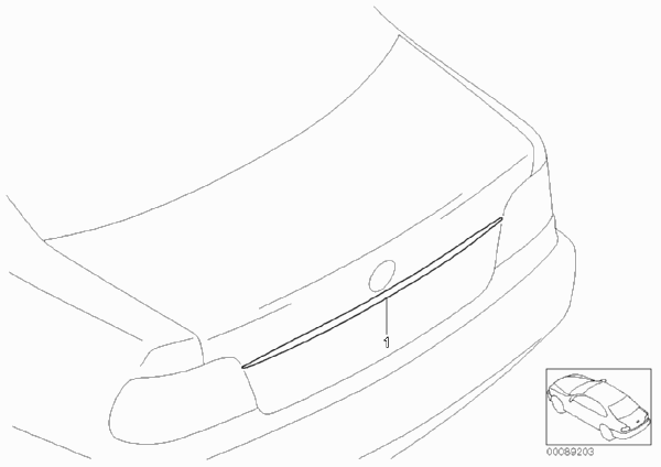 Доосн.хромир.дек.планкой багажной двери для BMW E39 530i M54 (схема запчастей)