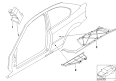 Детали из шумопогл.матер.в полост.боков. для BMW E46 325ti M54 (схема запасных частей)