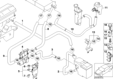 Водяные шланги насос-клапан IHKA для BMW E53 X5 3.0d M57 (схема запасных частей)