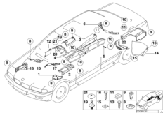 Теплоизоляция для BMW E38 750i M73 (схема запасных частей)
