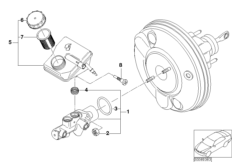 Главный тормозной цилиндр для BMW R53 Coop.S JCW GP W11 (схема запасных частей)