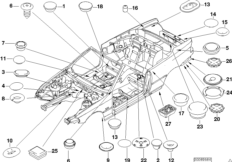 Пробки/заглушки для BMW E46 318Ci N46 (схема запасных частей)