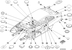 Пробки/заглушки для BMW E46 330Ci M54 (схема запасных частей)