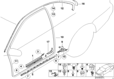 Защитная окантовка/накладка порога для BMW E46 M3 S54 (схема запасных частей)