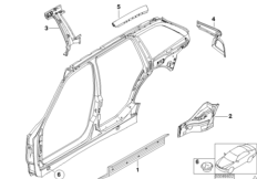 Детали бокового каркаса для BMW E36 318tds M41 (схема запасных частей)