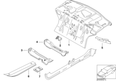 Перегородка багажного отделения для BMW E65 730i M54 (схема запасных частей)