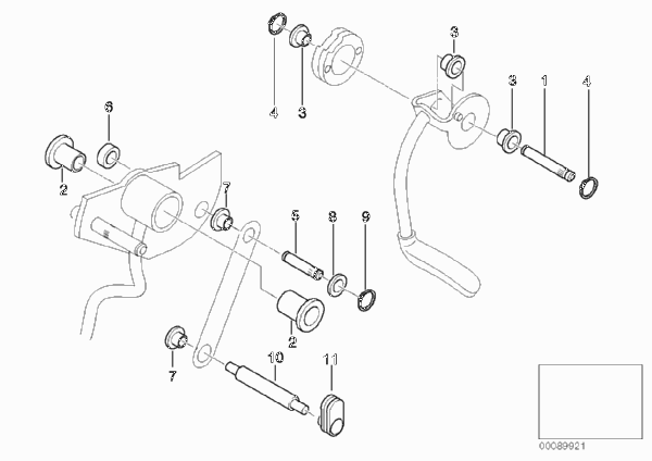 Опоры рычага рычажно-коленного механизма для BMW C1N C1 200 (0192) 0 (схема запчастей)