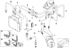 Трубопровод торм.привода Пд, полноприв. для BMW E46 325xi M54 (схема запасных частей)