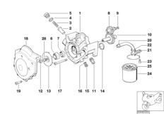 Водяная помпа/масляный насос/масл.фильтр для BMW K569 K 75 RT (0565,0573) 0 (схема запасных частей)