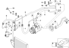 Трубопроводы хладагента для BMW E52 Z8 S62 (схема запасных частей)