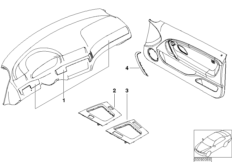 Доосн.декор.планками Alu Cube серебр. для BMW E46 325ti M54 (схема запасных частей)