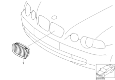 Доосн.хромированной декор.решеткой для BMW E46 318d M47 (схема запасных частей)