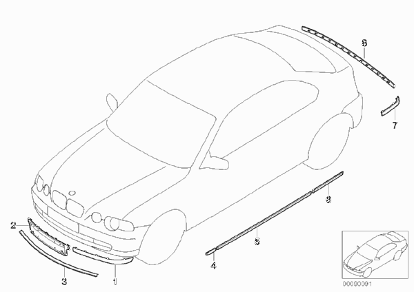 Дооснащение Titan-Line Exterieur для BMW E46 316ti N46 (схема запчастей)