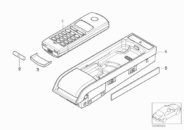 Детали телефона с двумя трубками для BMW E66 730Li M54 (схема запчастей)