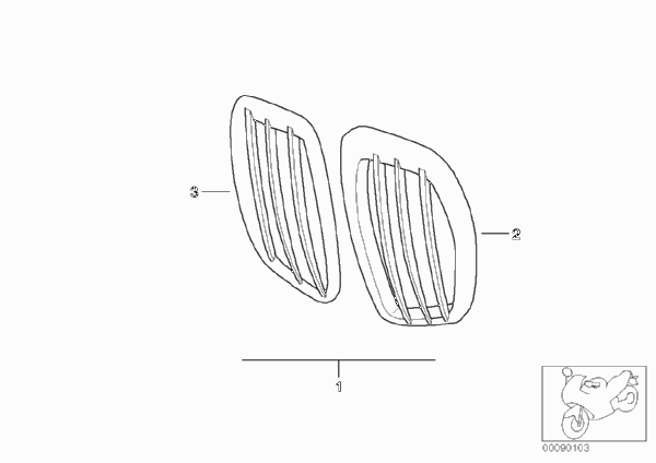 Комплект впускных решеток, хром для BMW 59C1 R 850 C 99 (0421) 0 (схема запчастей)