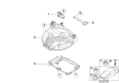 Детали крепления аварийного колеса для BMW E46 318td M47N (схема запасных частей)