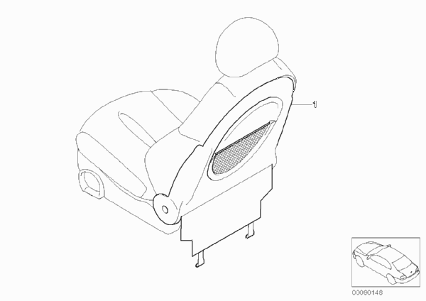 Доосн.карманом для сетки спинки сиденья для MINI R50 One D W17 (схема запчастей)
