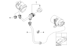 Клапан вентиляции топливного бака для BMW E46 316ti N42 (схема запасных частей)