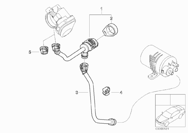 Клапан вентиляции топливного бака для BMW E46 316i N42 (схема запчастей)