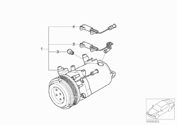 RP компрессор кондиционера для BMW E46 330i M54 (схема запчастей)